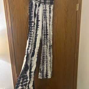Stylish Black and White Tie-Dye Flair Pants